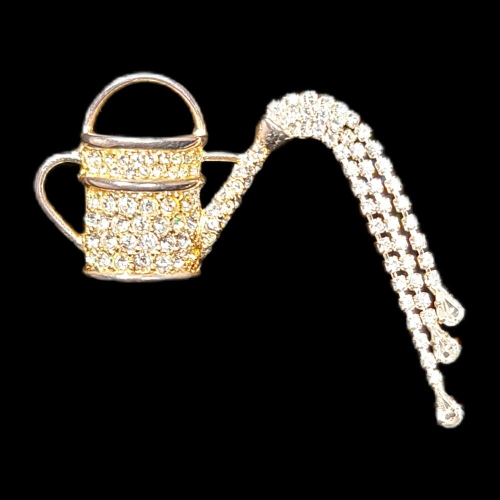Rhinestone Watering Can Cascading Rhinestones Brooch Pin Canada